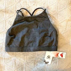 Liquido Sports Bra, Size Large NWT charcoal gray cross back detail